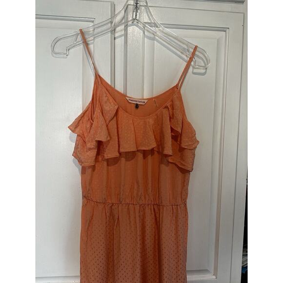 Rebecca Taylor Mini Dress 100% Silk Sleeveless Size 4 Peach Ruffles Beach Boho - Picture 2 of 9